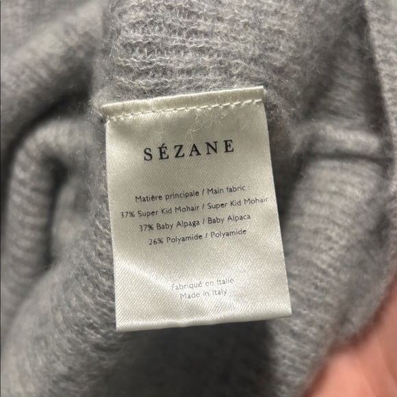 SEZANE fride mohair blend v neck sweater ruffle sleeves - Picture 4 of 7